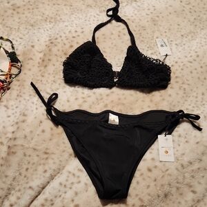 Elegant Black Crochet Bikini Set